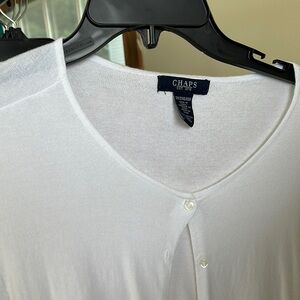 Chaps White Casual Sweater with Button Detail